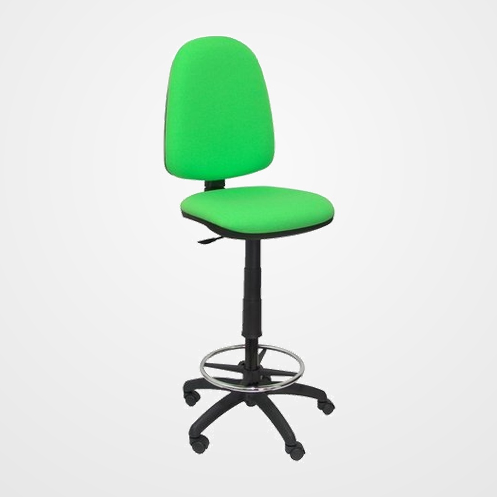 TABURETE PIQUERAS Y CRESPO AYNA ERGONOMICO MECANISMO DE CONTACTO PERMANENTE REGULABLE EN ALTURA Y ARO REPOSAPIES ASIENTO Y RESPALDO TAPIZADOS BALI VERDE PISTACHO