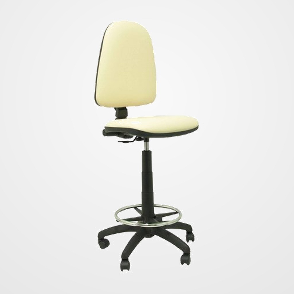 TABURETE PIQUERAS Y CRESPO AYNA ERGONOMICO MECANISMO DE CONTACTO PERMANENTE REGULABLE EN ALTURA Y ARO REPOSAPIES ASIENTO Y RESPALDO TAPIZADOS SIMILPIEL CREMA