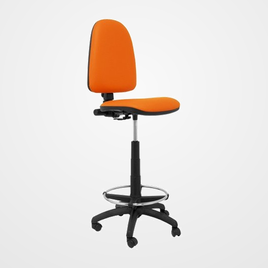 TABURETE PIQUERAS Y CRESPO AYNA ERGONOMICO MECANISMO DE CONTACTO PERMANENTE REGULABLE EN ALTURA Y ARO REPOSAPIES ASIENTO Y RESPALDO TAPIZADOS SIMILPIEL NARANJA