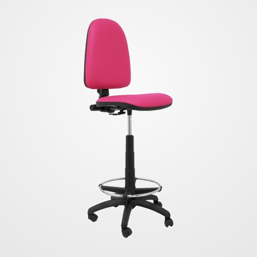 TABURETE PIQUERAS Y CRESPO AYNA ERGONOMICO MECANISMO DE CONTACTO PERMANENTE REGULABLE EN ALTURA Y ARO REPOSAPIES ASIENTO Y RESPALDO TAPIZADOS SIMILPIEL ROSA