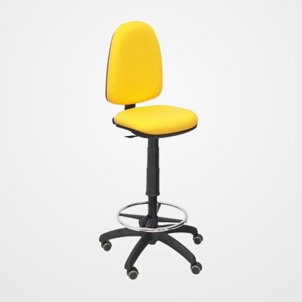 TABURETE PIQUERAS Y CRESPO AYNA ERGONOMICO MECANISMO DE CONTACTO PERMANENTE REGULABLE EN ALTURA Y ARO REPOSAPIES RUEDAS de PARQUET ASIENTO Y RESPALDO TAPIZADOS BALI AMARILLO