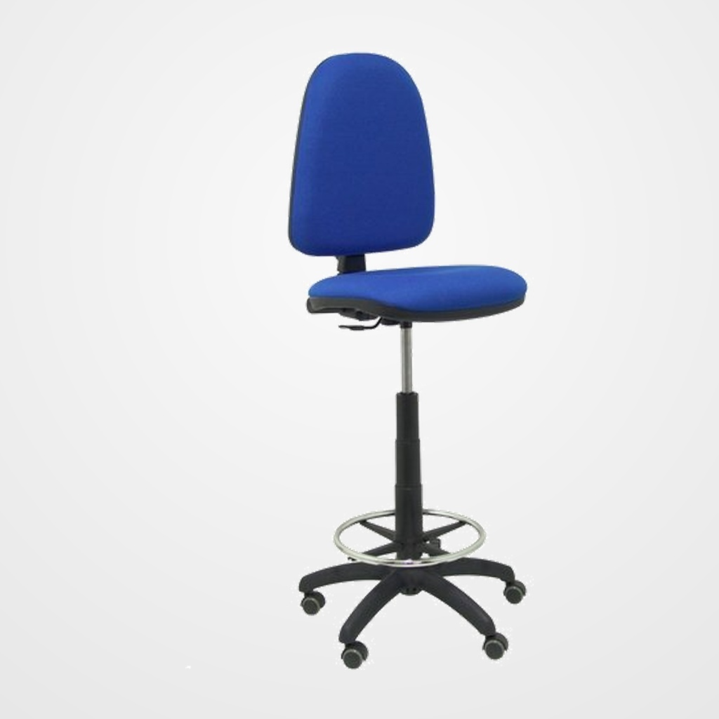 TABURETE PIQUERAS Y CRESPO AYNA ERGONOMICO MECANISMO DE CONTACTO PERMANENTE REGULABLE EN ALTURA Y ARO REPOSAPIES RUEDAS de PARQUET ASIENTO Y RESPALDO TAPIZADOS BALI AZUL