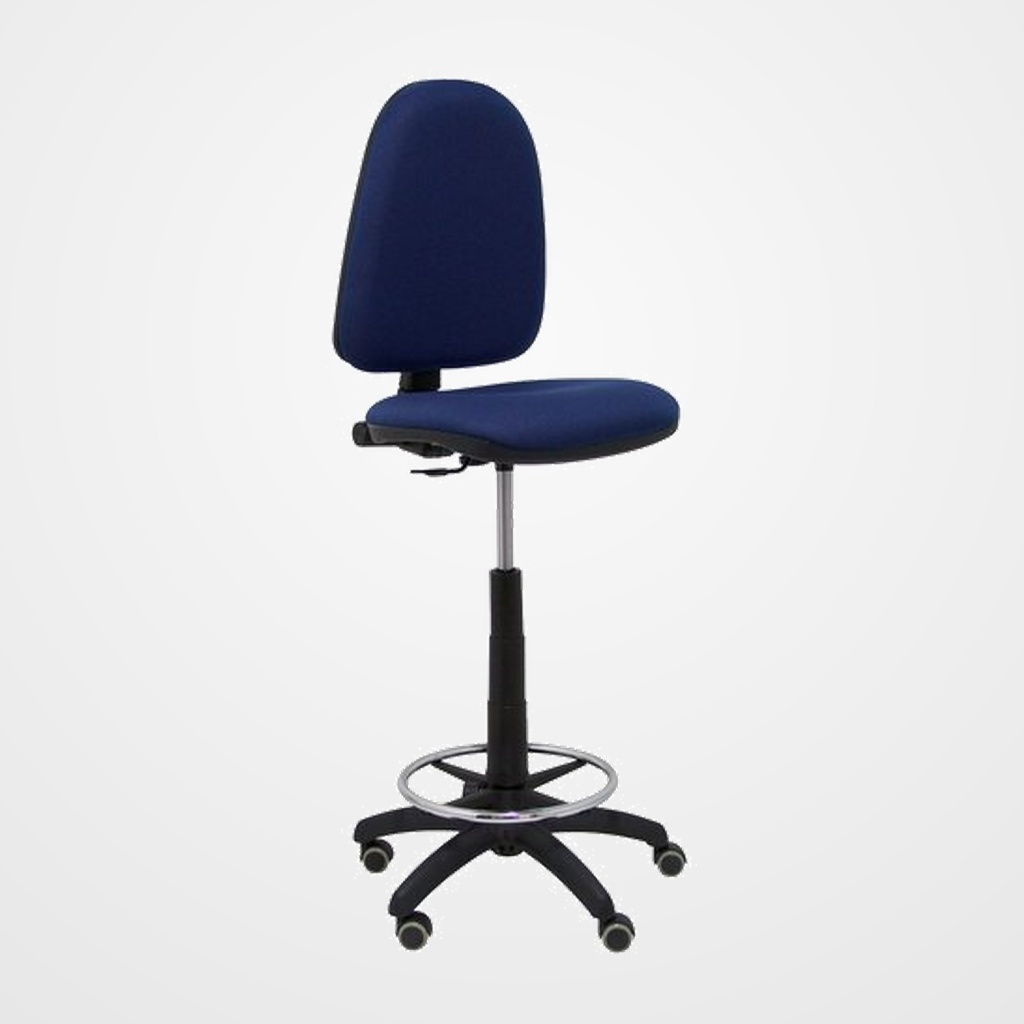 TABURETE PIQUERAS Y CRESPO AYNA ERGONOMICO MECANISMO DE CONTACTO PERMANENTE REGULABLE EN ALTURA Y ARO REPOSAPIES RUEDAS de PARQUET ASIENTO Y RESPALDO TAPIZADOS BALI AZULMARINO
