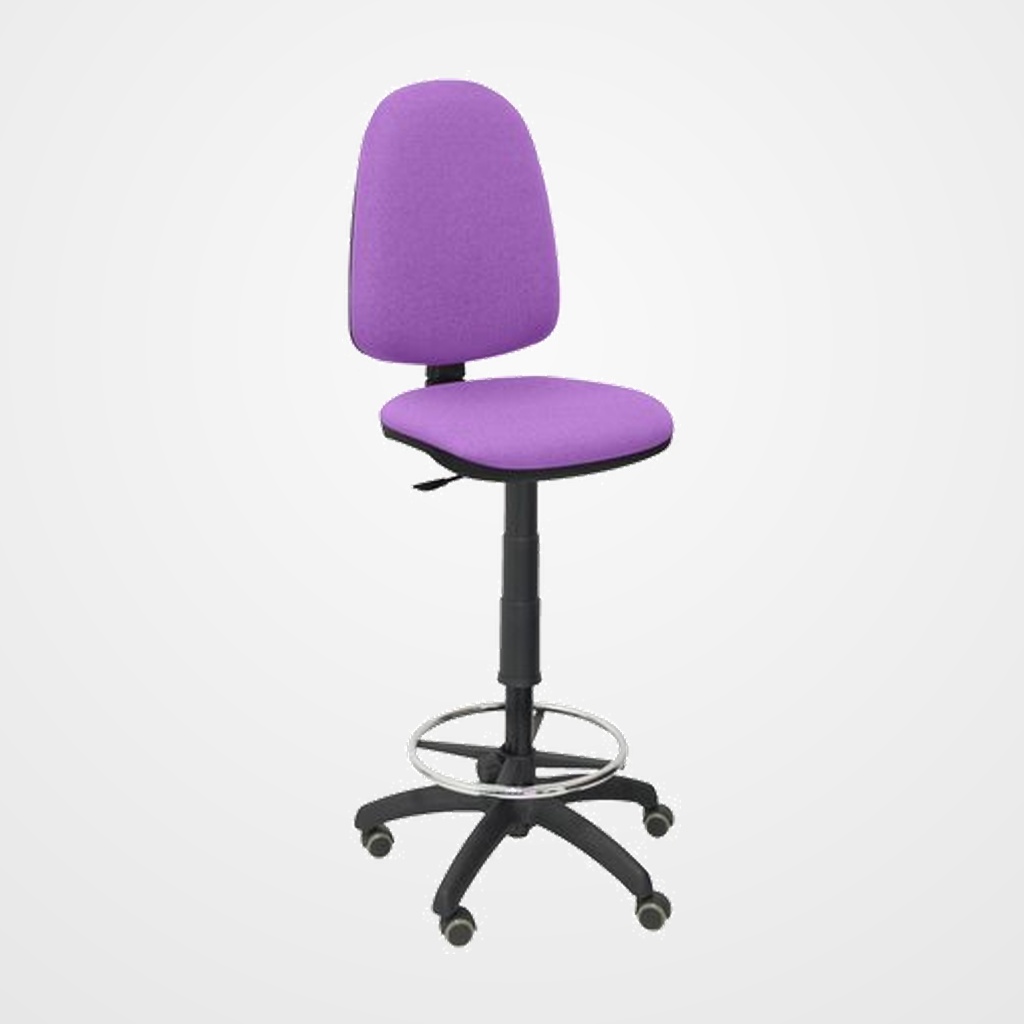 TABURETE PIQUERAS Y CRESPO AYNA ERGONOMICO MECANISMO DE CONTACTO PERMANENTE REGULABLE EN ALTURA Y ARO REPOSAPIES RUEDAS de PARQUET ASIENTO Y RESPALDO TAPIZADOS BALI LILA