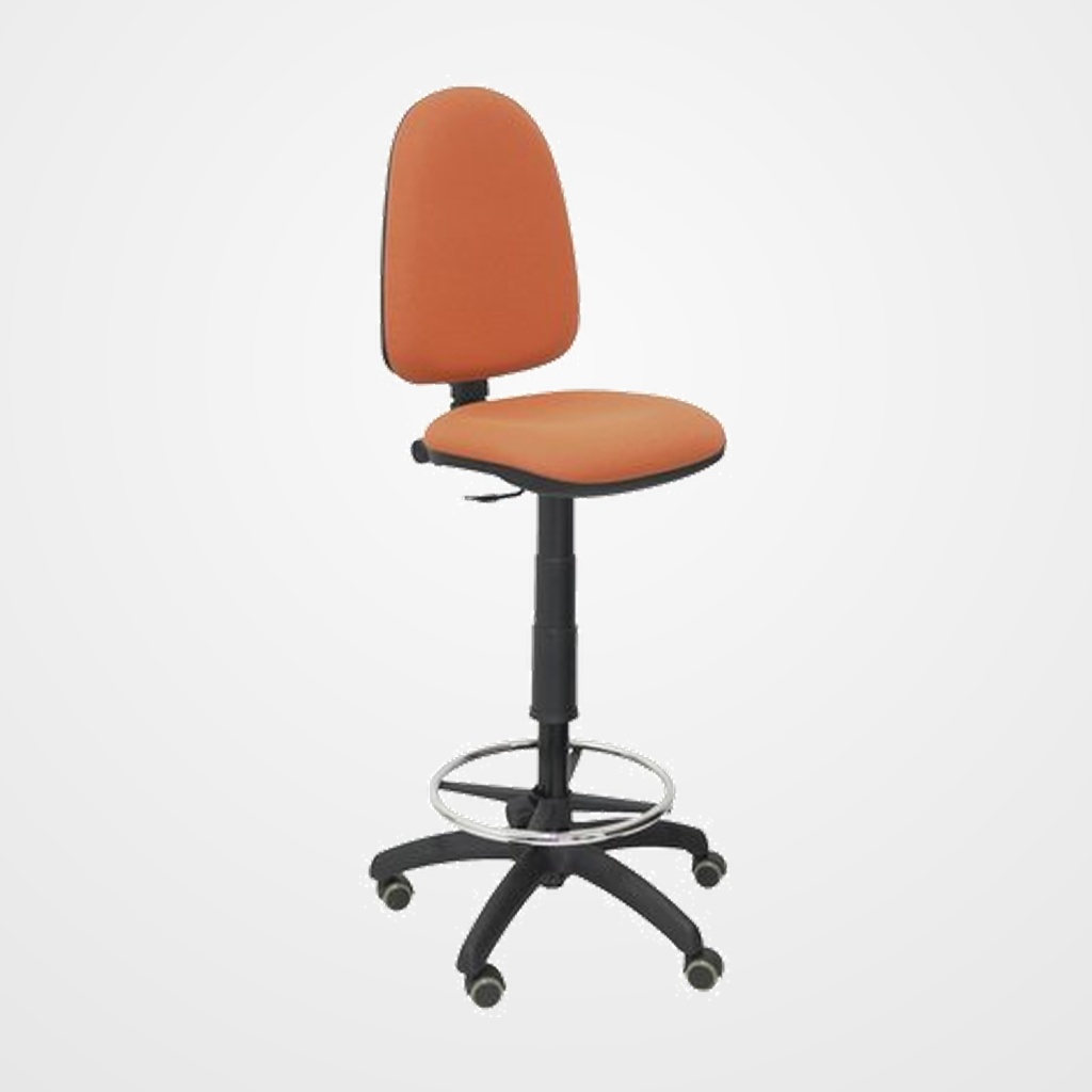 TABURETE PIQUERAS Y CRESPO AYNA ERGONOMICO MECANISMO DE CONTACTO PERMANENTE REGULABLE EN ALTURA Y ARO REPOSAPIES RUEDAS de PARQUET ASIENTO Y RESPALDO TAPIZADOS BALI MARRON