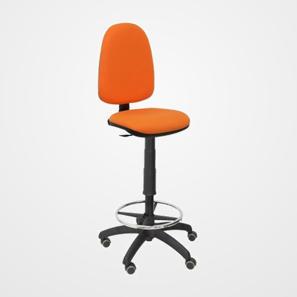 TABURETE PIQUERAS Y CRESPO AYNA ERGONOMICO MECANISMO DE CONTACTO PERMANENTE REGULABLE EN ALTURA Y ARO REPOSAPIES RUEDAS de PARQUET ASIENTO Y RESPALDO TAPIZADOS BALI NARANJA