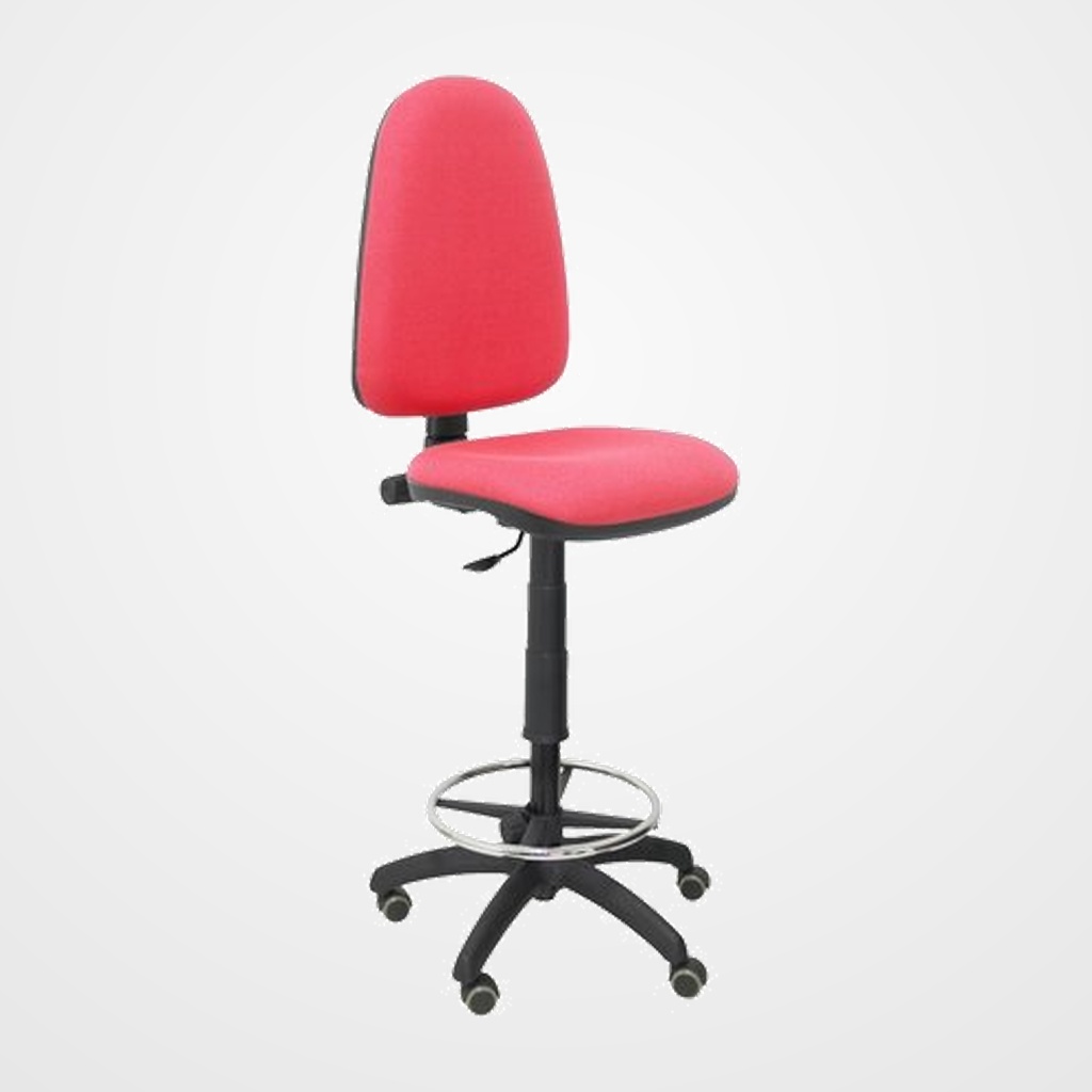 TABURETE PIQUERAS Y CRESPO AYNA ERGONOMICO MECANISMO DE CONTACTO PERMANENTE REGULABLE EN ALTURA Y ARO REPOSAPIES RUEDAS de PARQUET ASIENTO Y RESPALDO TAPIZADOS BALI ROJO