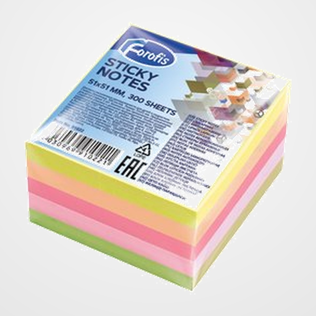 TACO NOTAS CUBO FOROFIS 300h 51x51 COLORES NEON (5x60h)