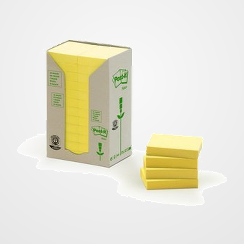 TACO NOTAS POST-IT RECICLADOS AMARILLOS 653/1T TORRE 24 BLOCS 100 HJS