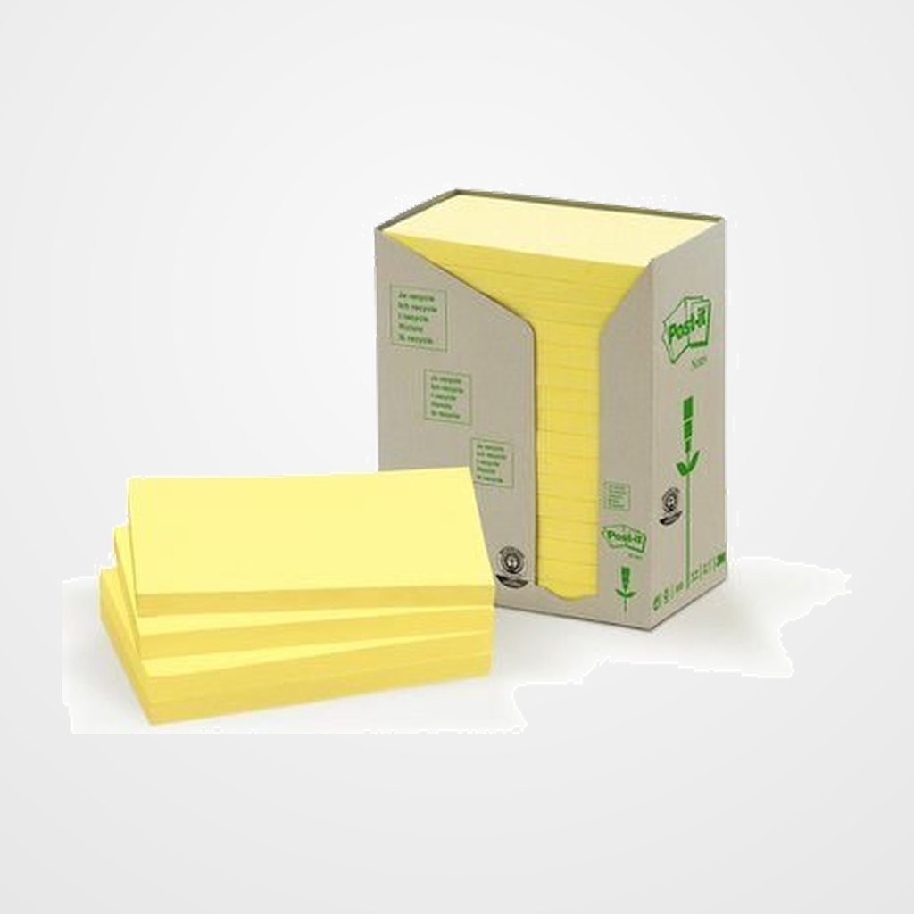 TACO NOTAS POST-IT RECICLADOS AMARILLOS 655/1T TORRE 16 BLOCS 100 HJS