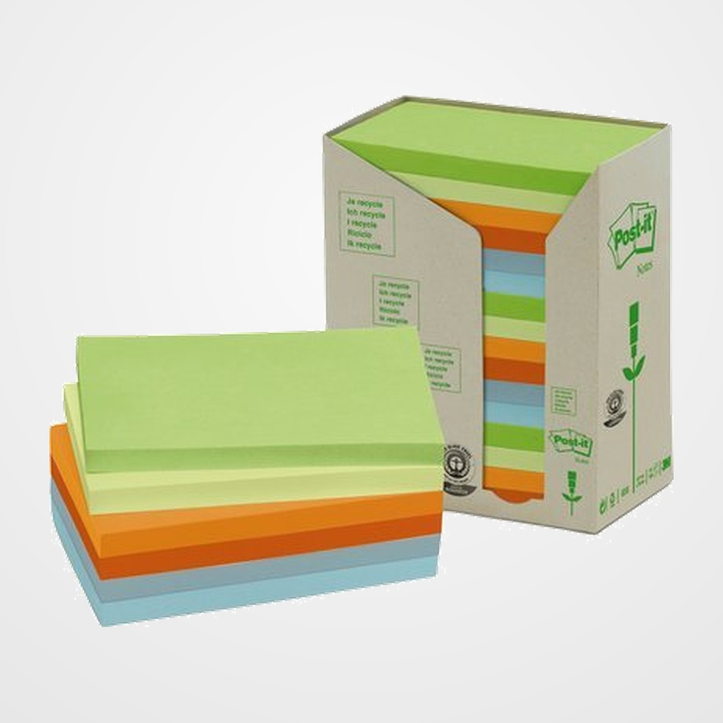 TACO NOTAS POST-IT RECICLADOS ARCOIRIS 655/1RPT TORRE 16 BLOCS 100 HJS