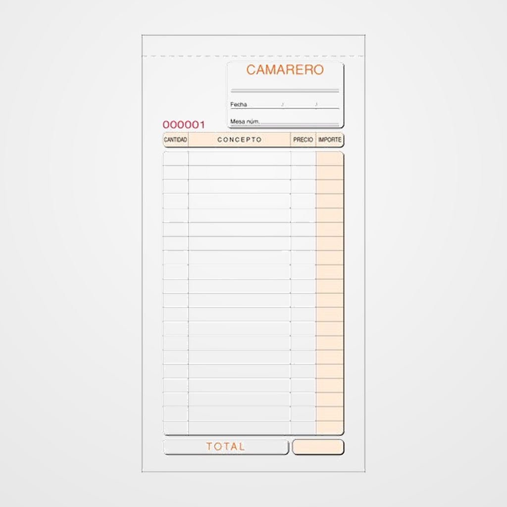 TALONARIO CAMAREROS 1/3 DUPLICADO LOAN