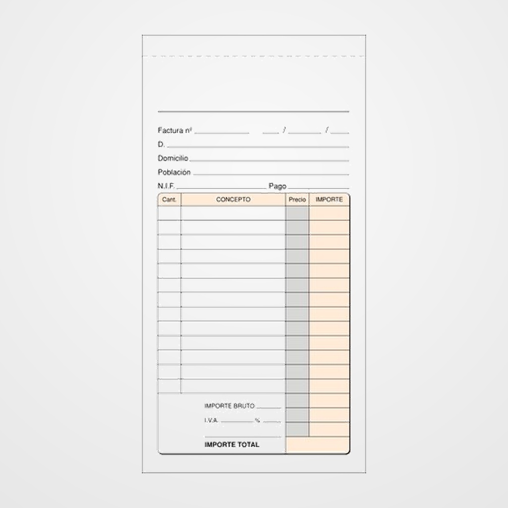 TALONARIO FACTURAS 3 DEL FOLIO NAT. DUPL. AUT. LOAN
