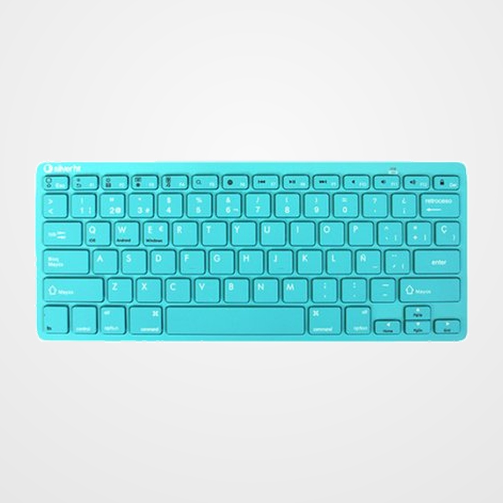 TECLADO SILVER HT QWERTY BLUETOOTH TURQUESA
