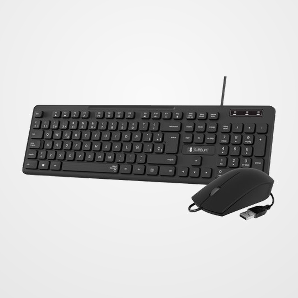 TECLADO Y RATON SUBBLIM BUSINESS SLIM SILENCIOSO CON CABLE USB NEGRO