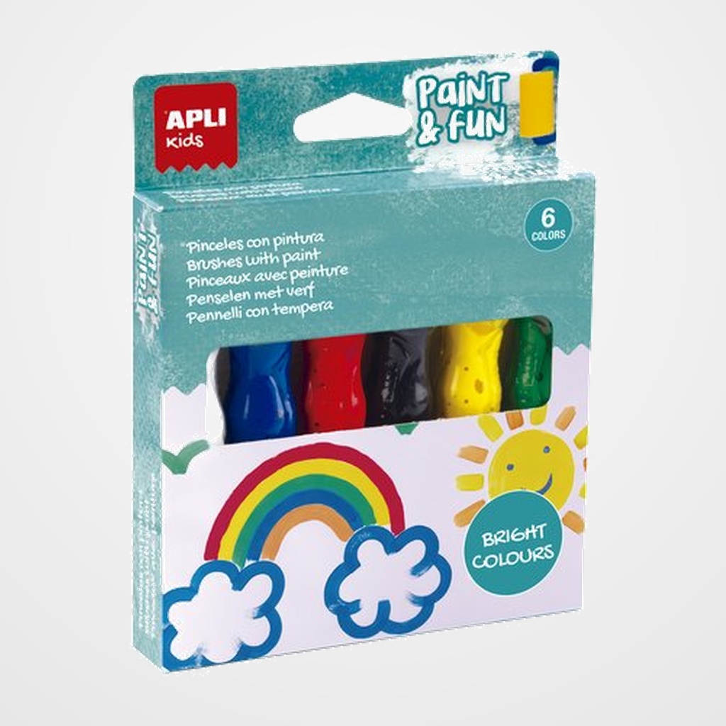 TEMPERA APLI en TUBO CON PINCEL 14ml. COLORES BRILLANTES ESTUCHE de 6