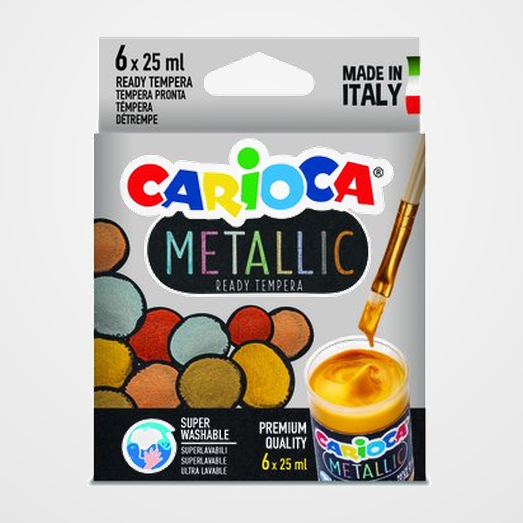 TEMPERA CARIOCA METALLIC 25 ml  CAJA de 6 COLORES