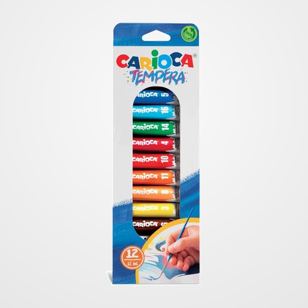 TEMPERA CARIOCA 12 ml (tubo) ESTUCHE de 12