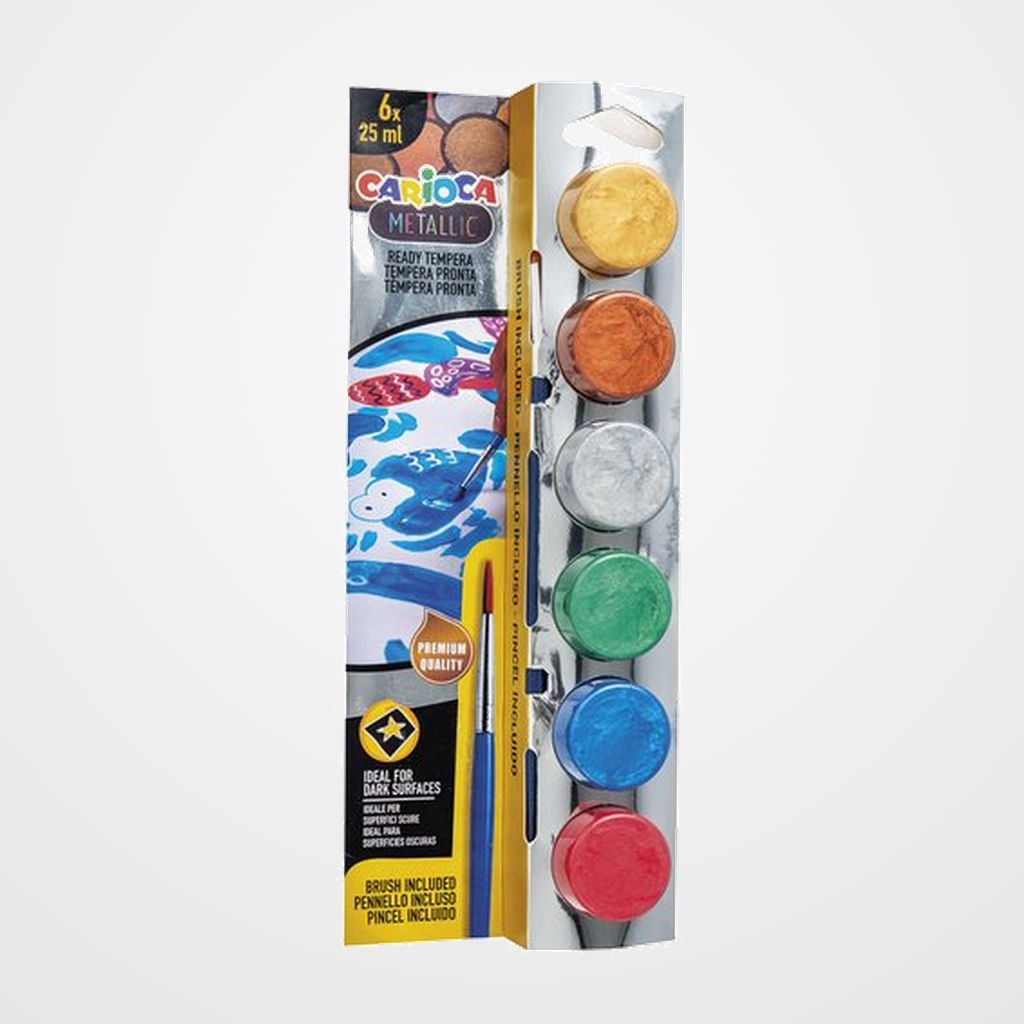 TEMPERA CARIOCA 25ml (bote) METALLIC ESTUCHE de 6