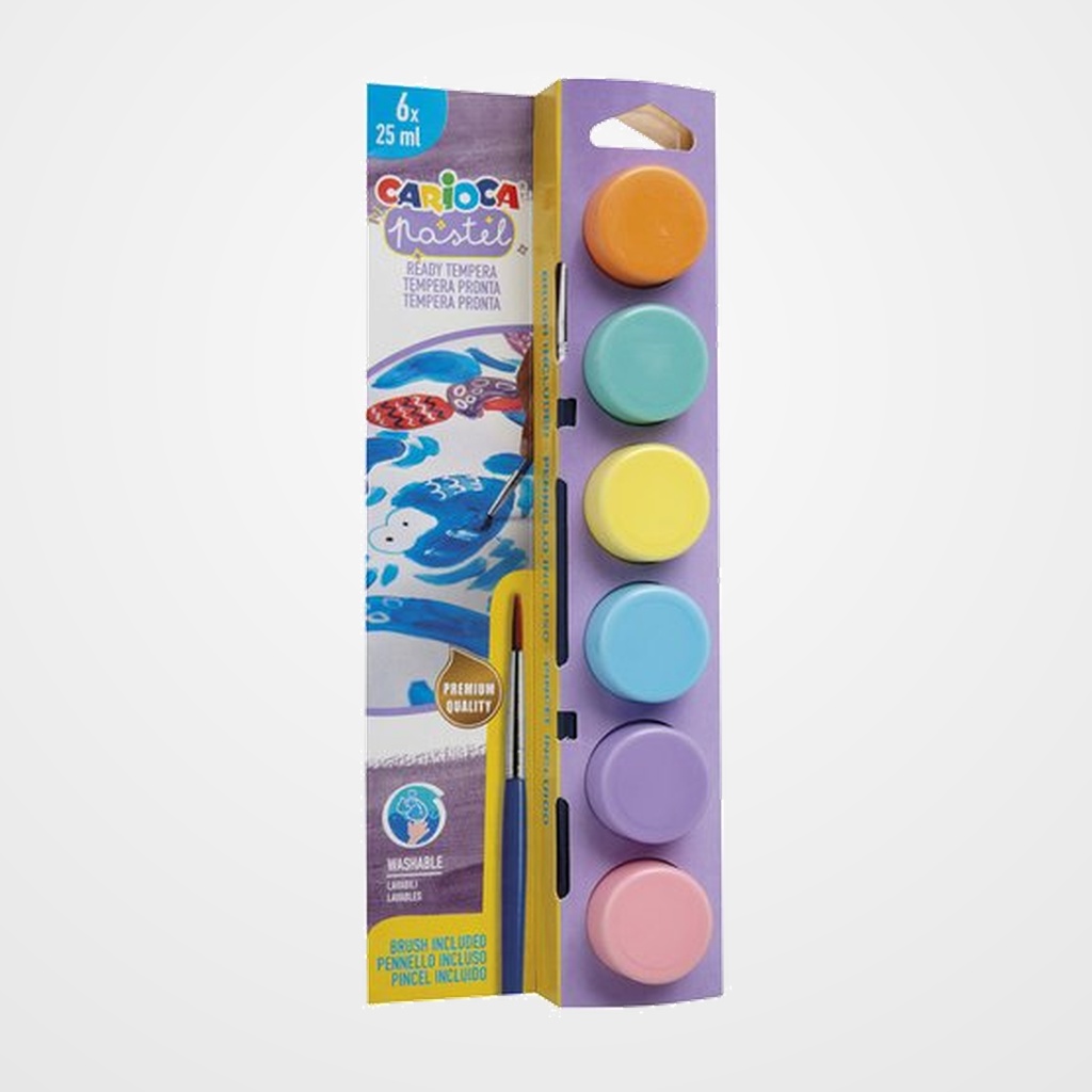 TEMPERA CARIOCA 25ml (bote) PASTEL ESTUCHE de 6
