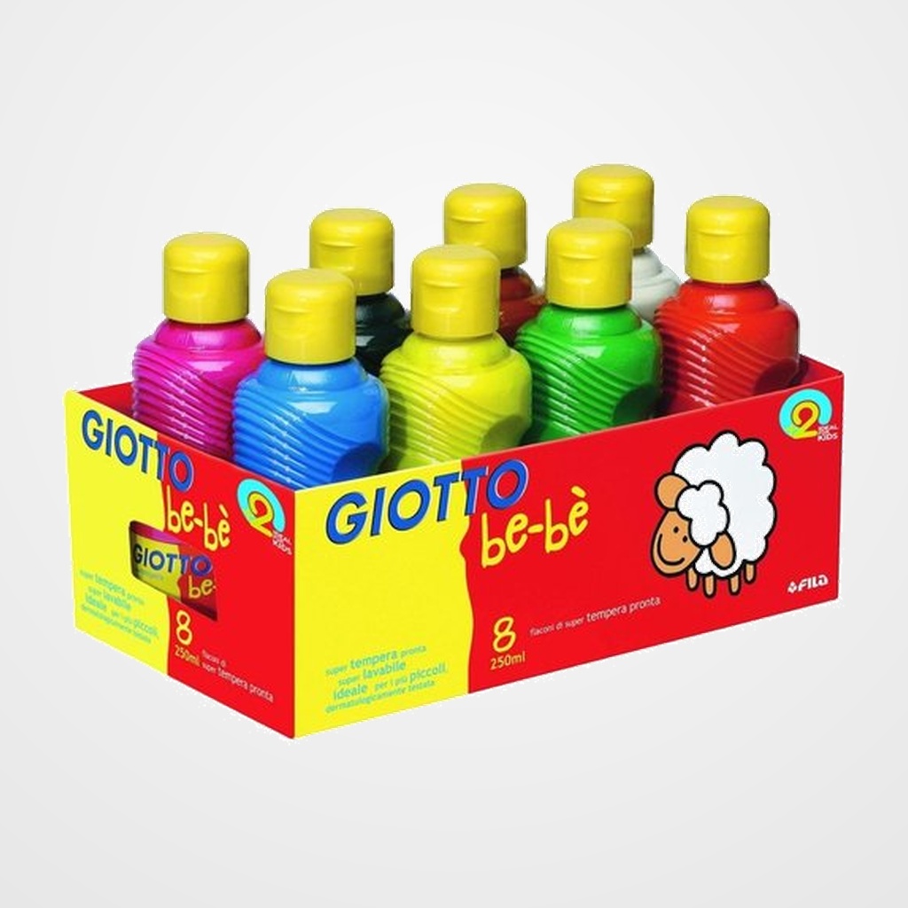 TEMPERA GIOTTO BEBE LIQUIDA SCHOOLPACK 8 BOTES x 250 ml