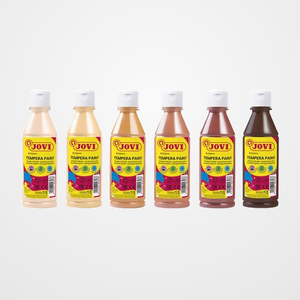 TEMPERA JOVI LIQUIDA  250 ml (botella) SURTIDO COLORES MULTICULTURAL CAJA de 6