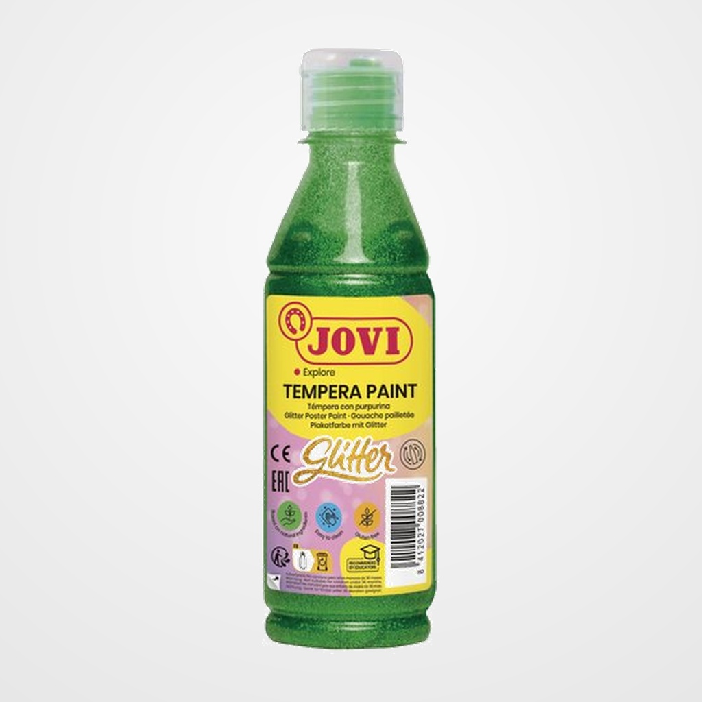 TEMPERA JOVI LIQUIDA GLITTER 250 ml (botella) VERDE