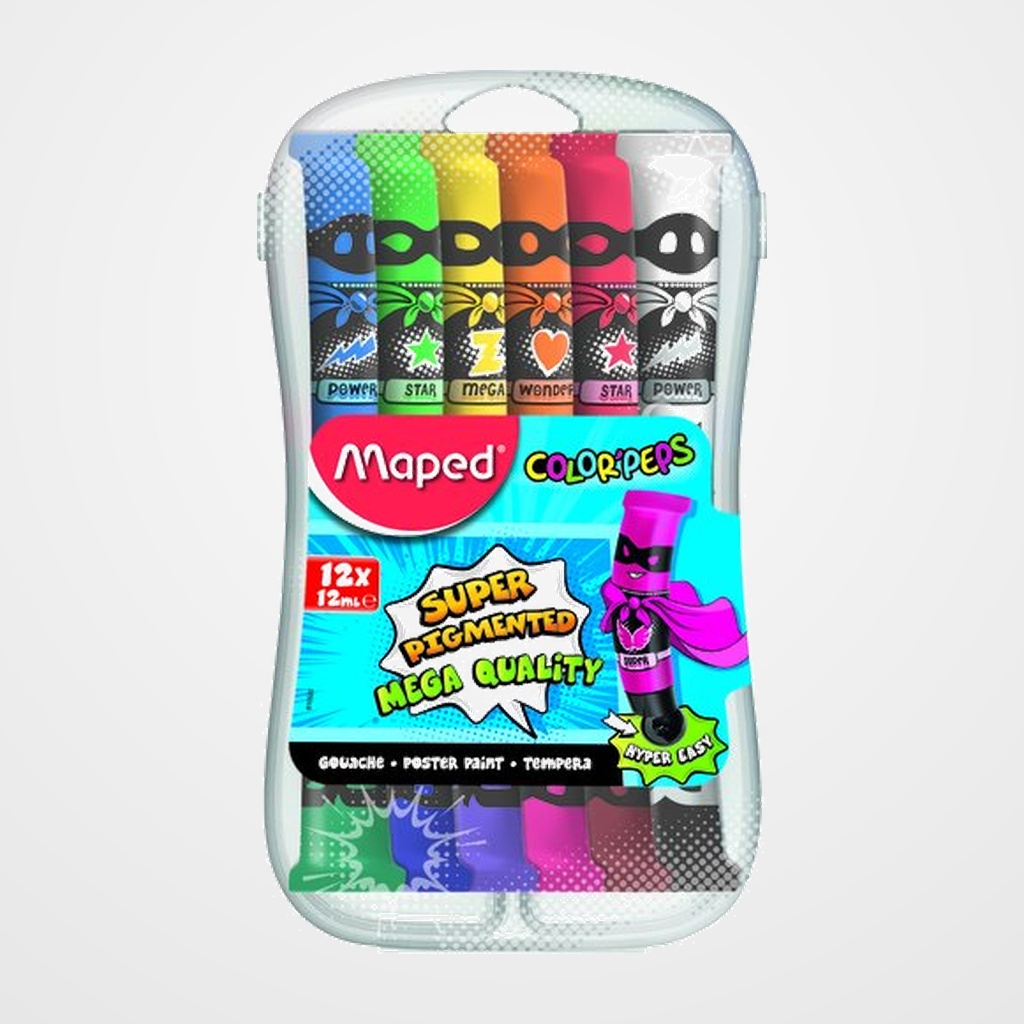 TEMPERA MAPED 12 ml (tubo) ESTUCHE de 12