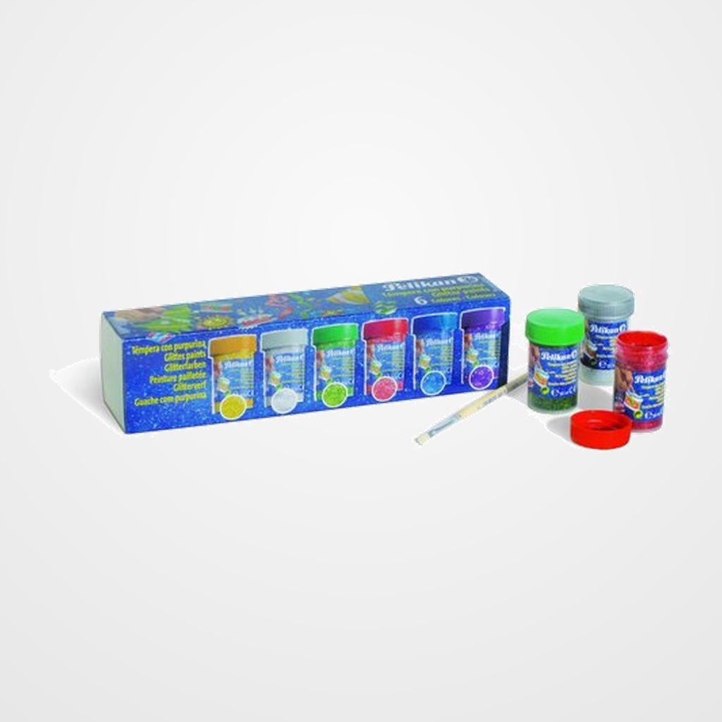TEMPERA PELIKAN GLITTER 20 ml (bote) 942/20S ESTUCHE de 6