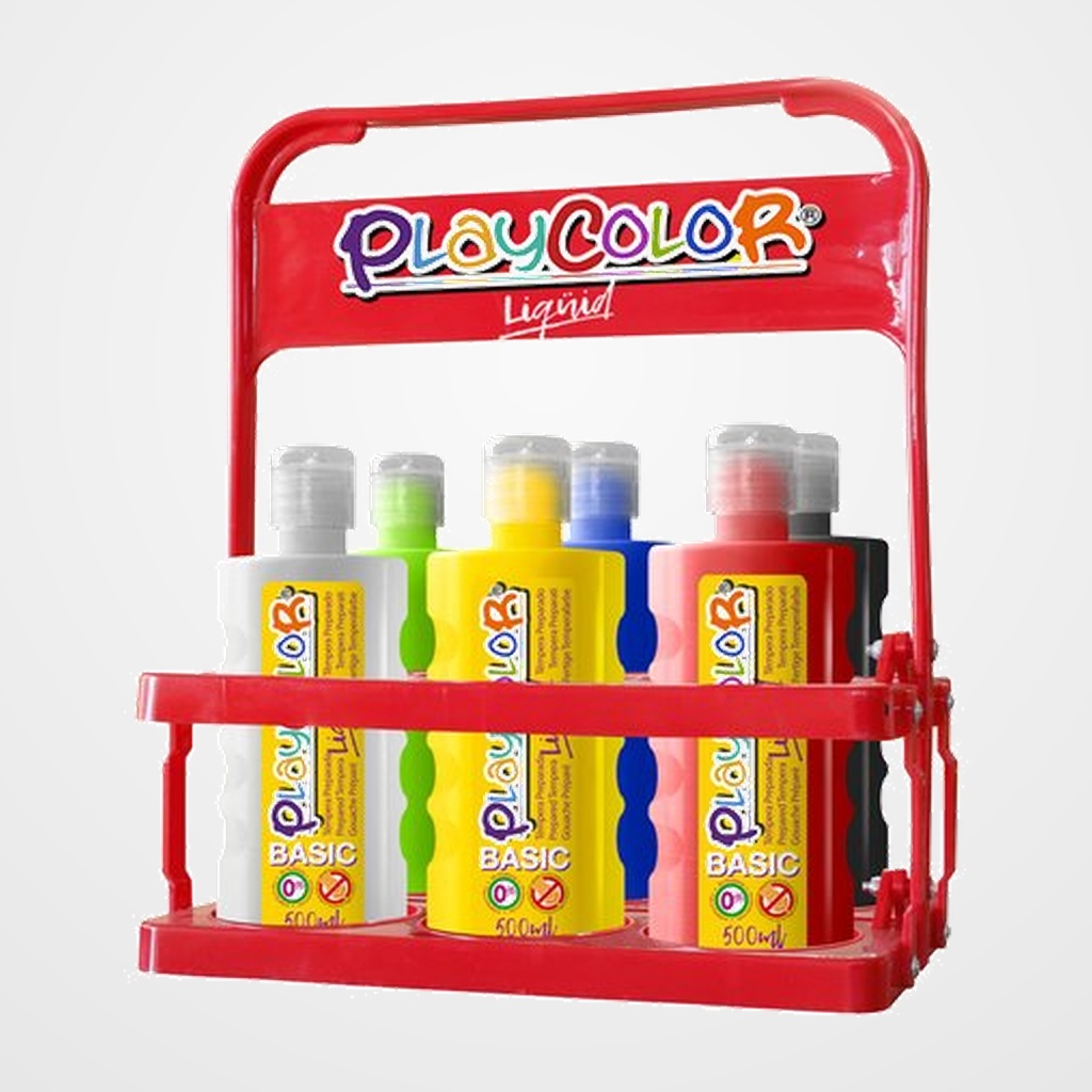 TEMPERA PLAYCOLOR LIQÜID LIQUIDA 500 ml (botella) SURTIDO BASKET DE 6