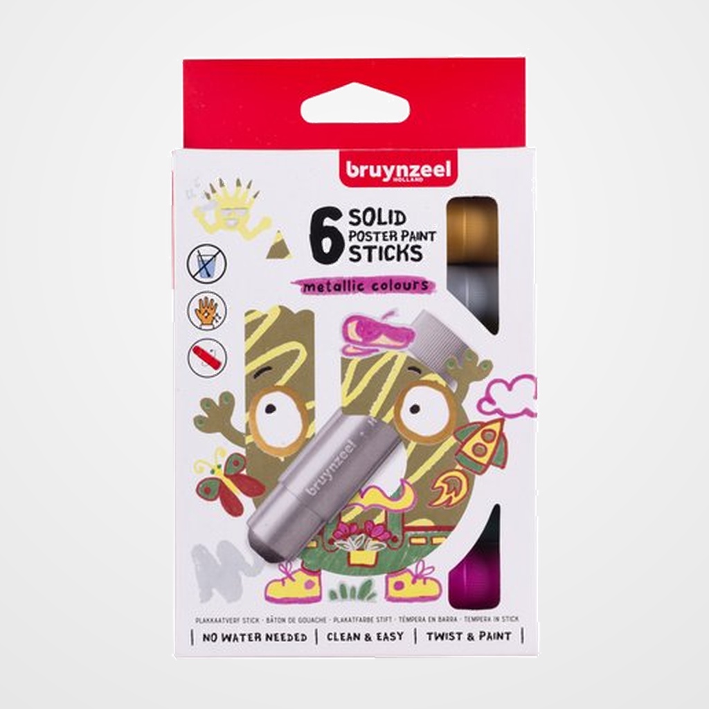 TEMPERA SOLIDA BRUYNZEEL COLORES METALICOS ESTUCHE de 6