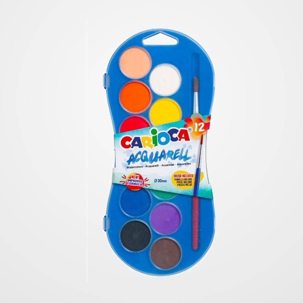 [13501113] ACUARELAS CARIOCA 30mm + PINCEL ESTUCHE de 12