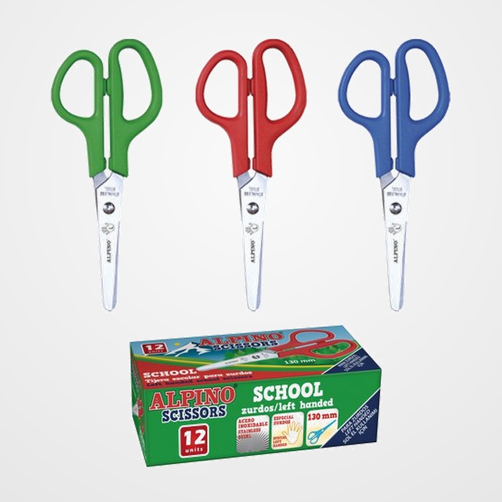 TIJERAS ESCOLARES  ALPINO 13 cm. para ZURDOS  CAJA DE 12