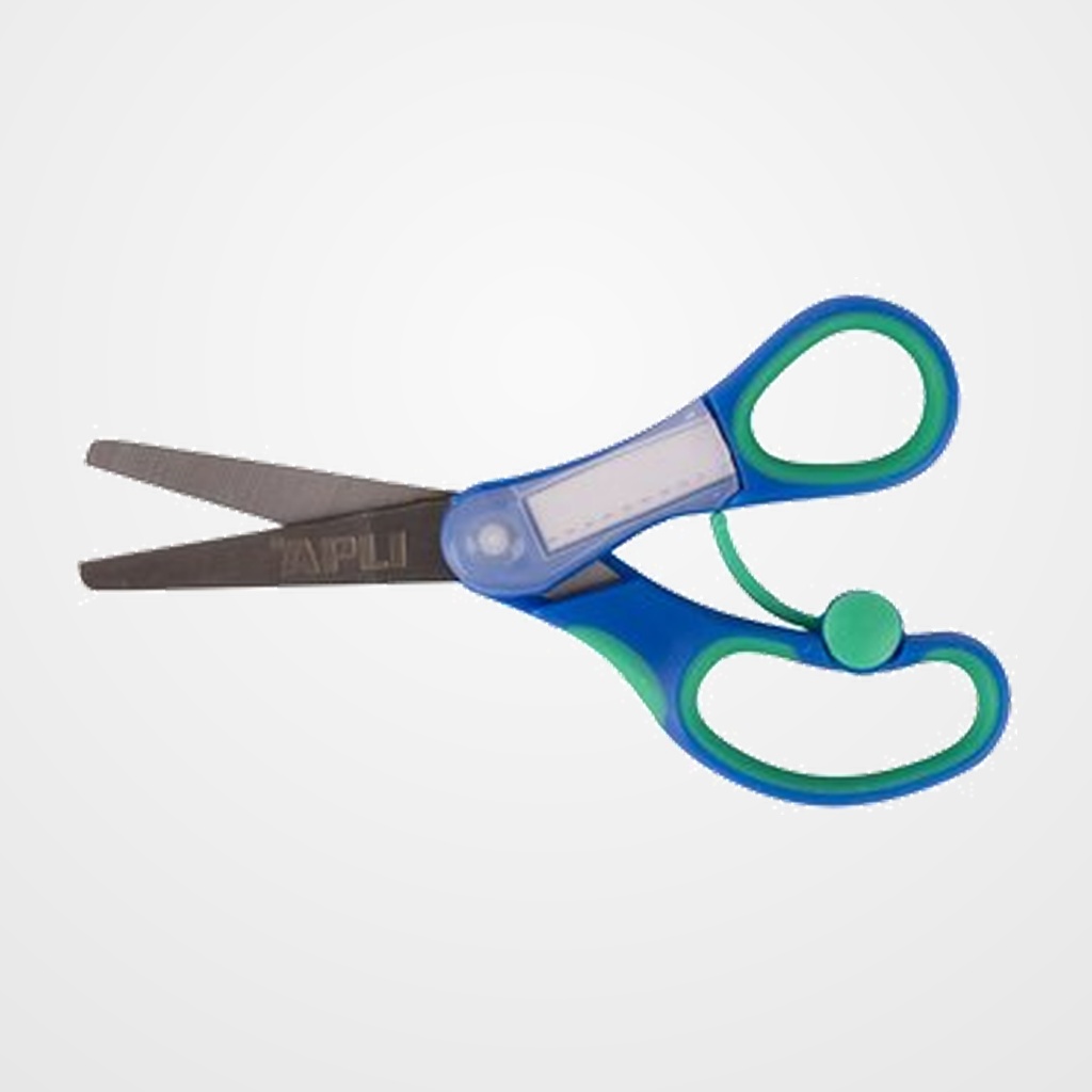 TIJERAS ESCOLARES APLI 13,5 cm. NOMBRE AZUL