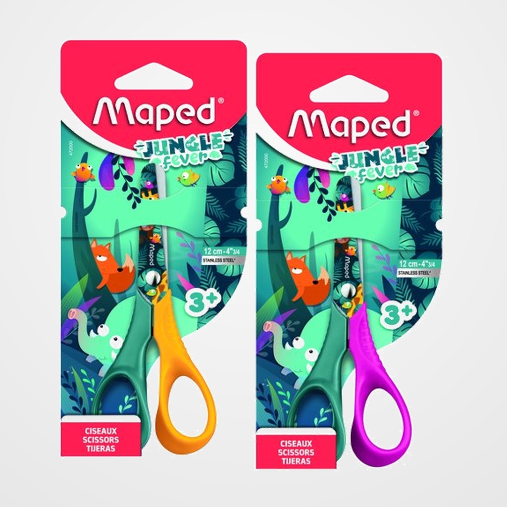 TIJERAS ESCOLARES MAPED VIVO JUNGLE FEVER 12 cm. BLISTER de 1
