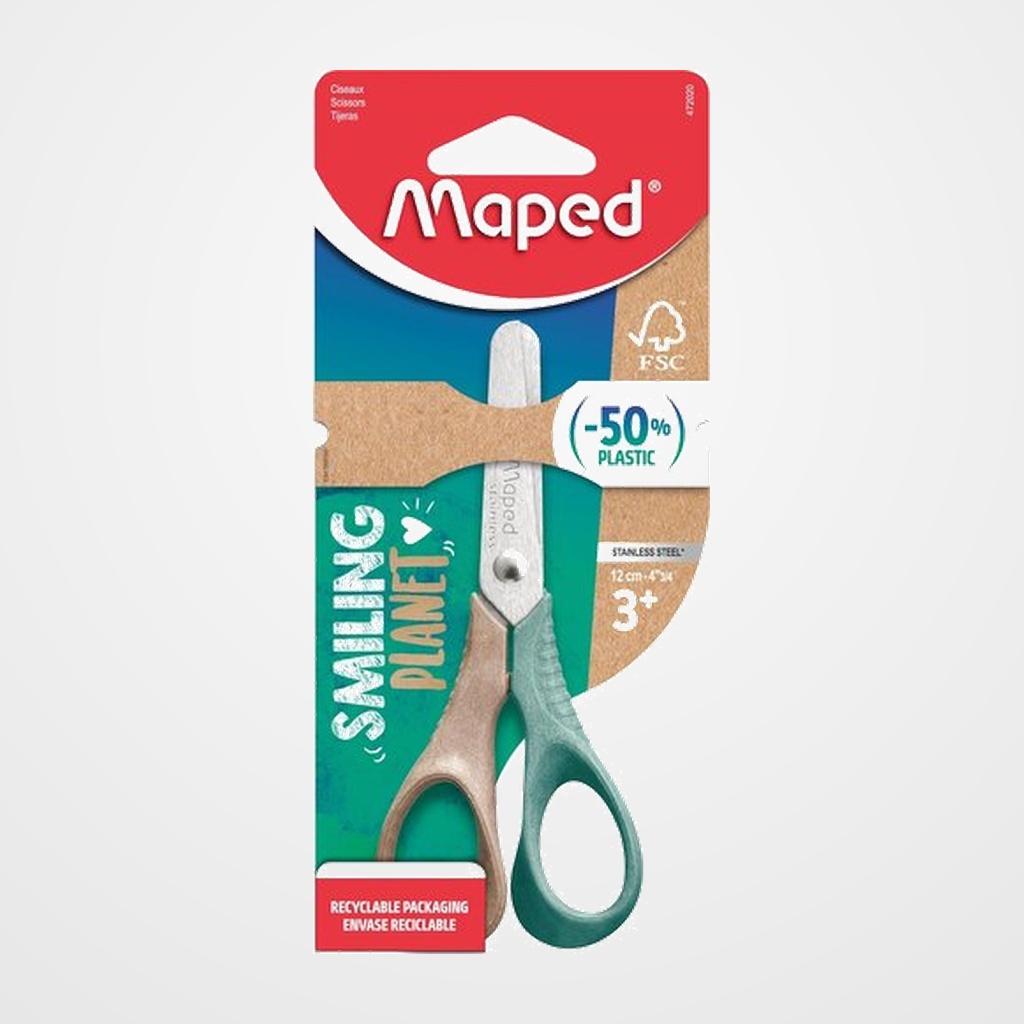 TIJERAS ESCOLARES MAPED VIVO SMILING PLANET 12 cm. BLISTER DE 1
