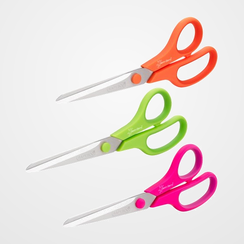 TIJERAS RAPESCO CON MANGO SUAVE 21 cm PAQUETE de 3 COLORES SURTIDOS