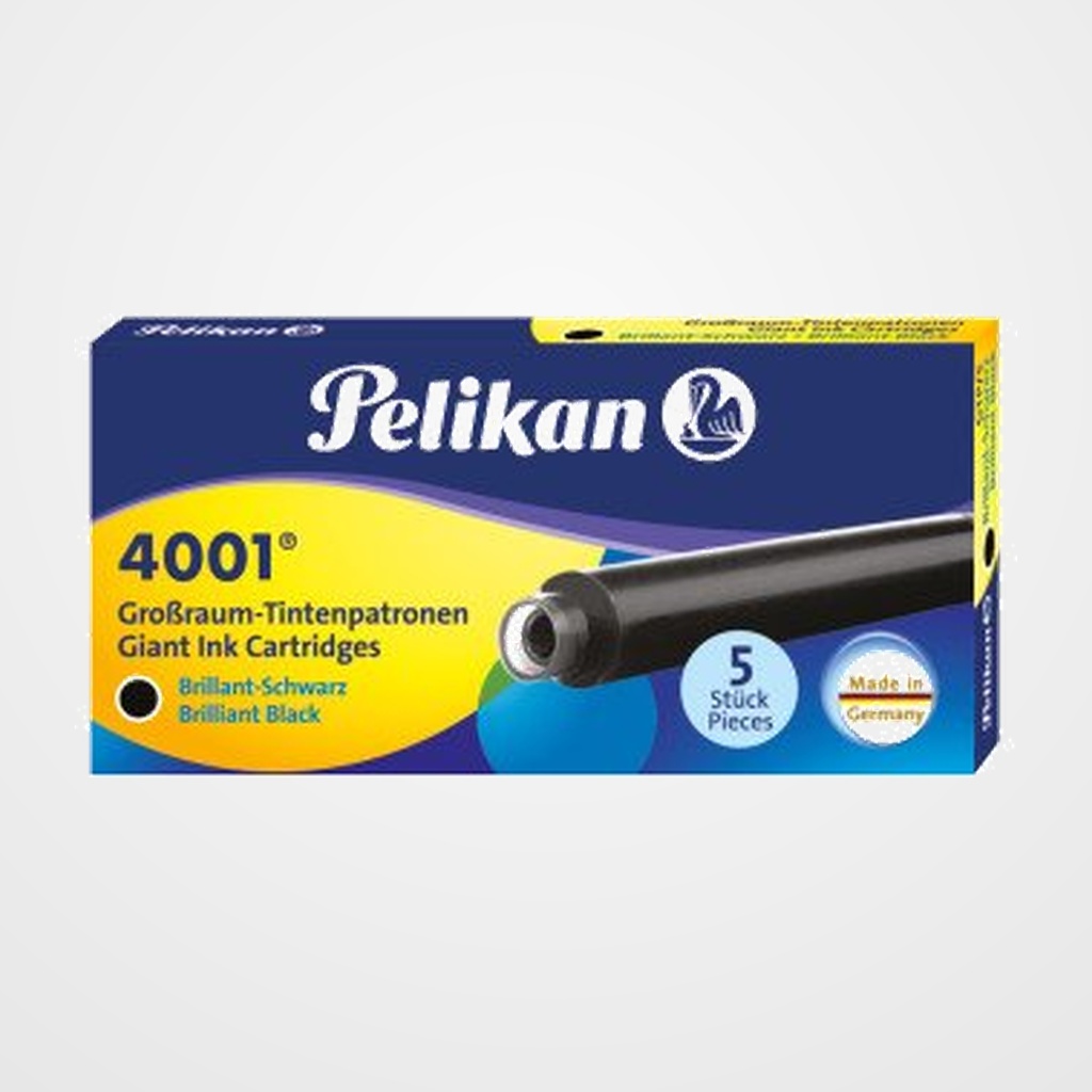 [88004082] TINTA ESTILOGRAFICA PELIKAN CAJA 5 CARTUCHOS GTP/5 GIGANTES NEGRO (310615)
