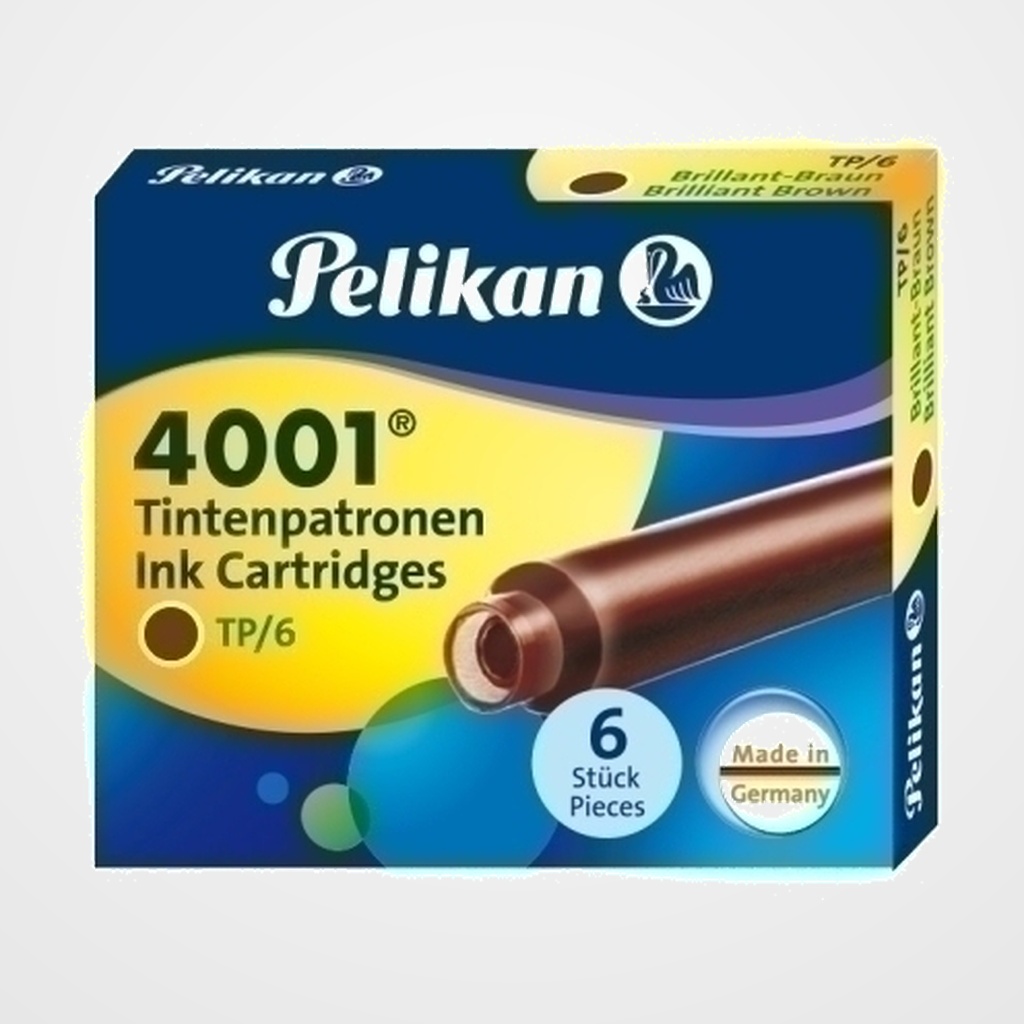 TINTA ESTILOGRAFICA PELIKAN CAJA 6 CARTUCHOS TP/6 MARRON (311928)