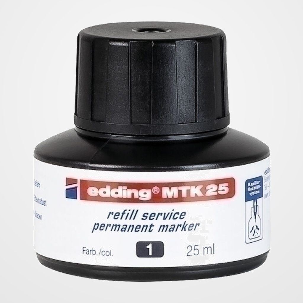 TINTA ROTULADOR EDDING PERMANENTE FRASCO 25 ml. MTK25 NEGRO