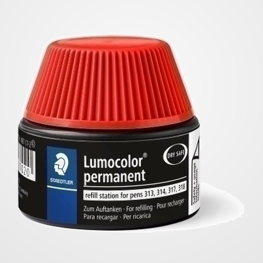 TINTA ROTULADOR STAEDTLER 487 17 LUMOCOLOR 313/314/317/318 FRASCO 15 ml. ROJO