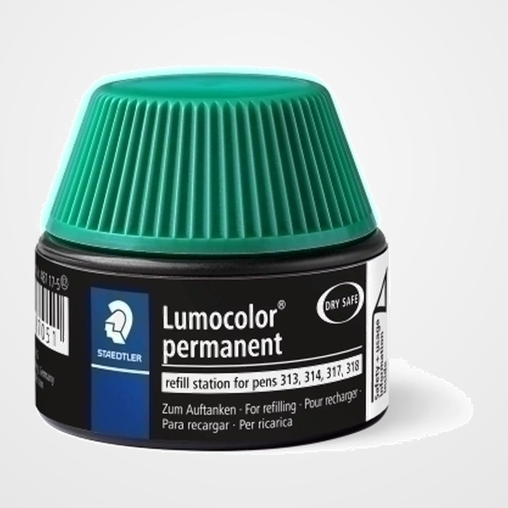 TINTA ROTULADOR STAEDTLER 487 17 LUMOCOLOR 313/314/317/318 FRASCO 15 ml. VERDE