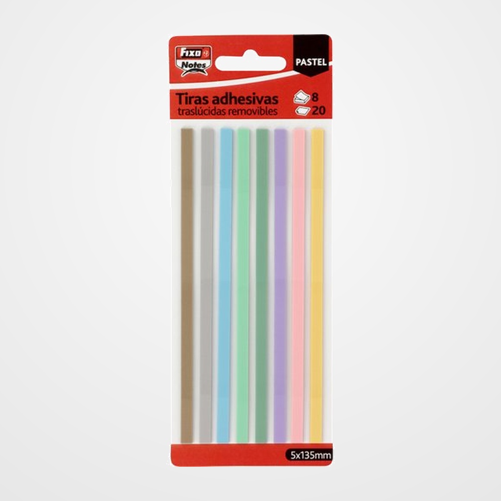 TIRAS ADHESIVAS FIXO PASTEL 20h 5x135mm PACK DE 8