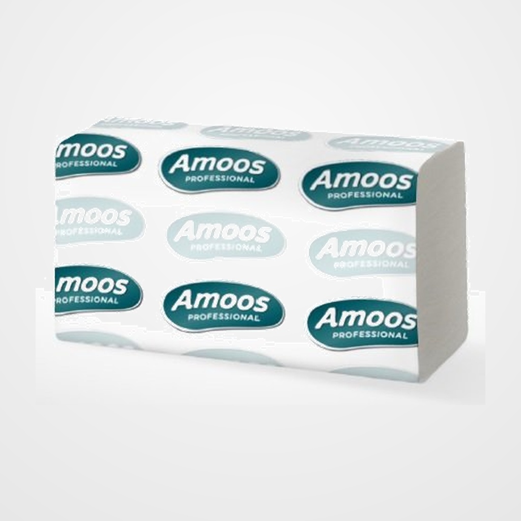 TOALLA SECAMANOS AMOOS PROFESSIONAL PLEGADA ZIG-ZAG 2 CAPAS 21x25 cm. PAQUETE de 160 BLANCO