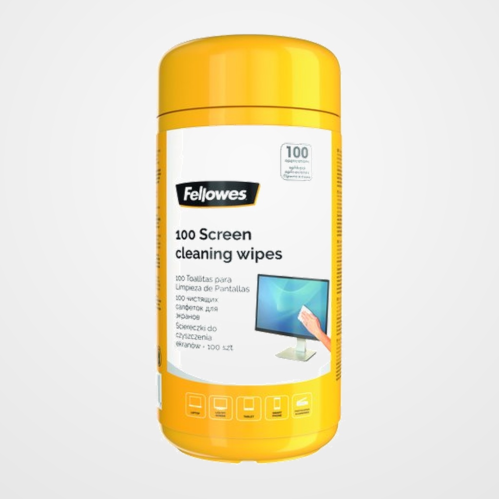 TOALLITAS FELLOWES LIMPIADORAS PARA PANTALLA DISPENSADOR DE 100