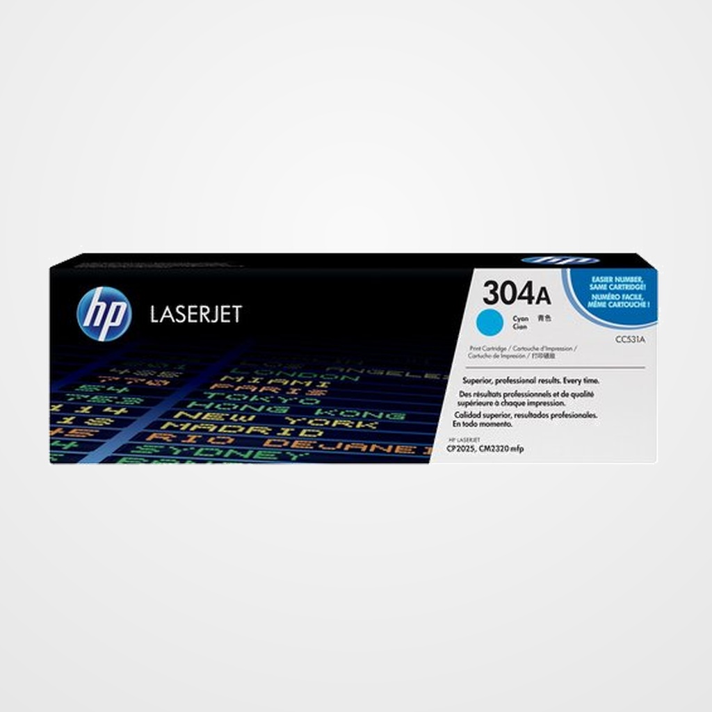 TONER HP Nº 304A CC531A LASERJET CP2025/CM2320 CIAN 2.800 PÁG.