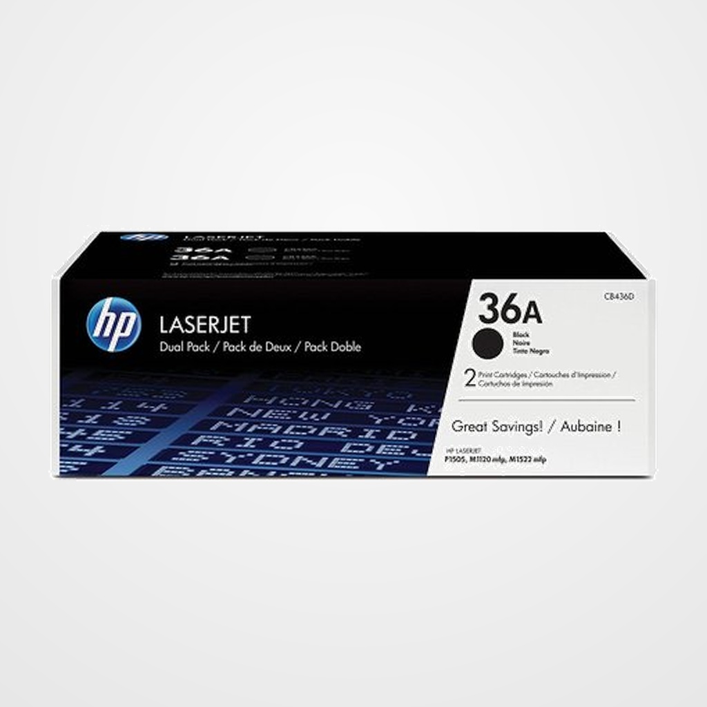 TONER HP Nº 36A CB436AD LASERJET M1120 MFP/M1120N MFP/M1522N MFP/M1522NF MFP/P1505/P1505N/P1506 NEGRO 2.000 PÁG. (PACK 2 UNIDADES)
