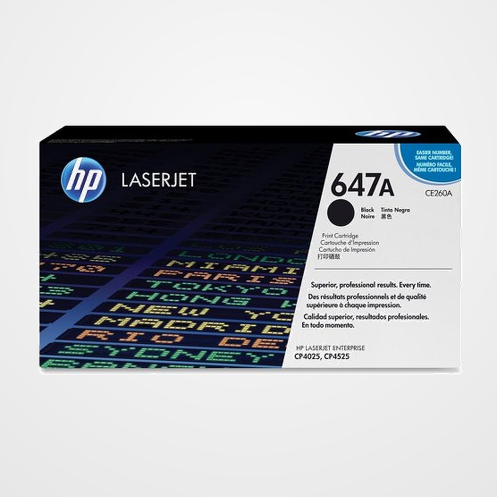 TONER HP Nº 647A CE260A LASERJET CP-4025/4525/4525DN NEGRO 8.500 PÁG.
