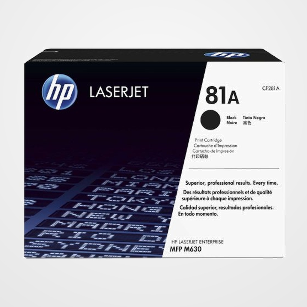 TONER HP Nº 81A CF281A LASERJET  M630Z/M604N/M604DN/M605N/M605DN/M605DH/M605X/M606DN/M606X/M630DN/M630F/M630H/M605XM/M630HM/M630HM/M630ZM NEGRO 10.500 PÁG.