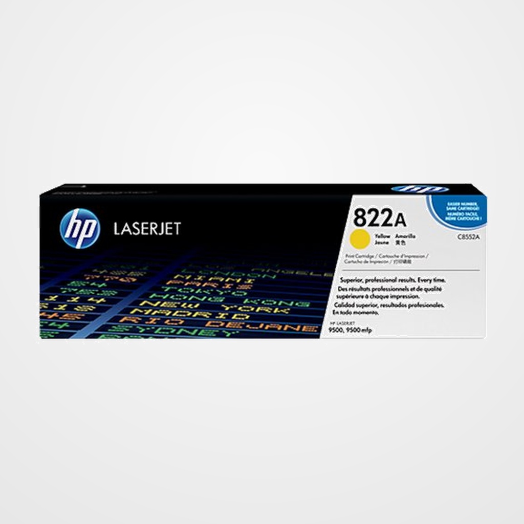 TONER HP Nº 822A C8552A LASERJET COLOR 95009/500N/9500GP/9500HDN/9500MFP AMARILLO 25.000 PÁG.